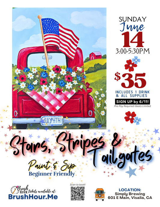 Stars, Stripes & Tailgates: Americana Red Truck Paint & Sip at Simply Brewing