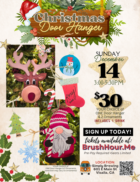 🎅Christmas Door Hanger Paint & Sip 12/14/25 - PICK 2!🎄