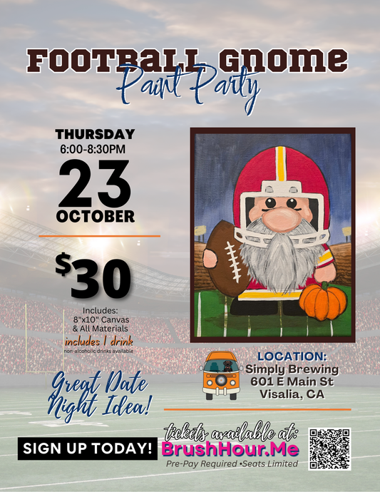 Team Spirit Paint Night at Simply Brewing 10/23 6pm – Customize Your Football Gnome!